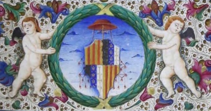  Valencia, Universitat de València, Biblioteca Histórica, MS 390 [olim 838], fol. 7r, frontispiece (detail). Source: http://roderic.uv.es/uv_ms_0390.